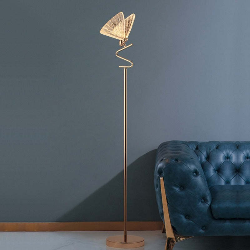 Kady Design Vlinder LED Vloerlamp/Tafellamp Metaal/Acryl Goud/Transparant Woonkamer/Slaapkamer