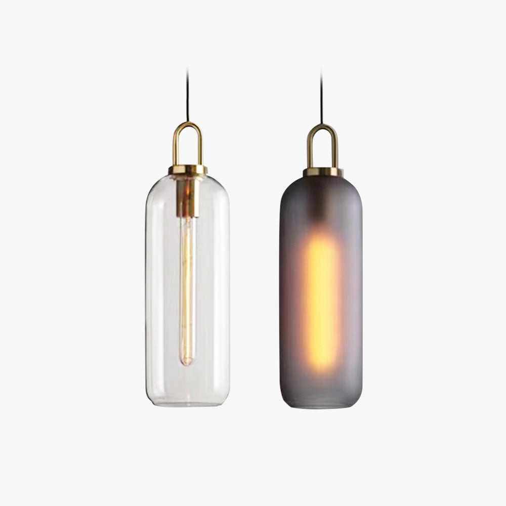 Hailie Moderne LED Hanglampen Cilinder Rookgrijs Helder Metaal Glas Eetkamer