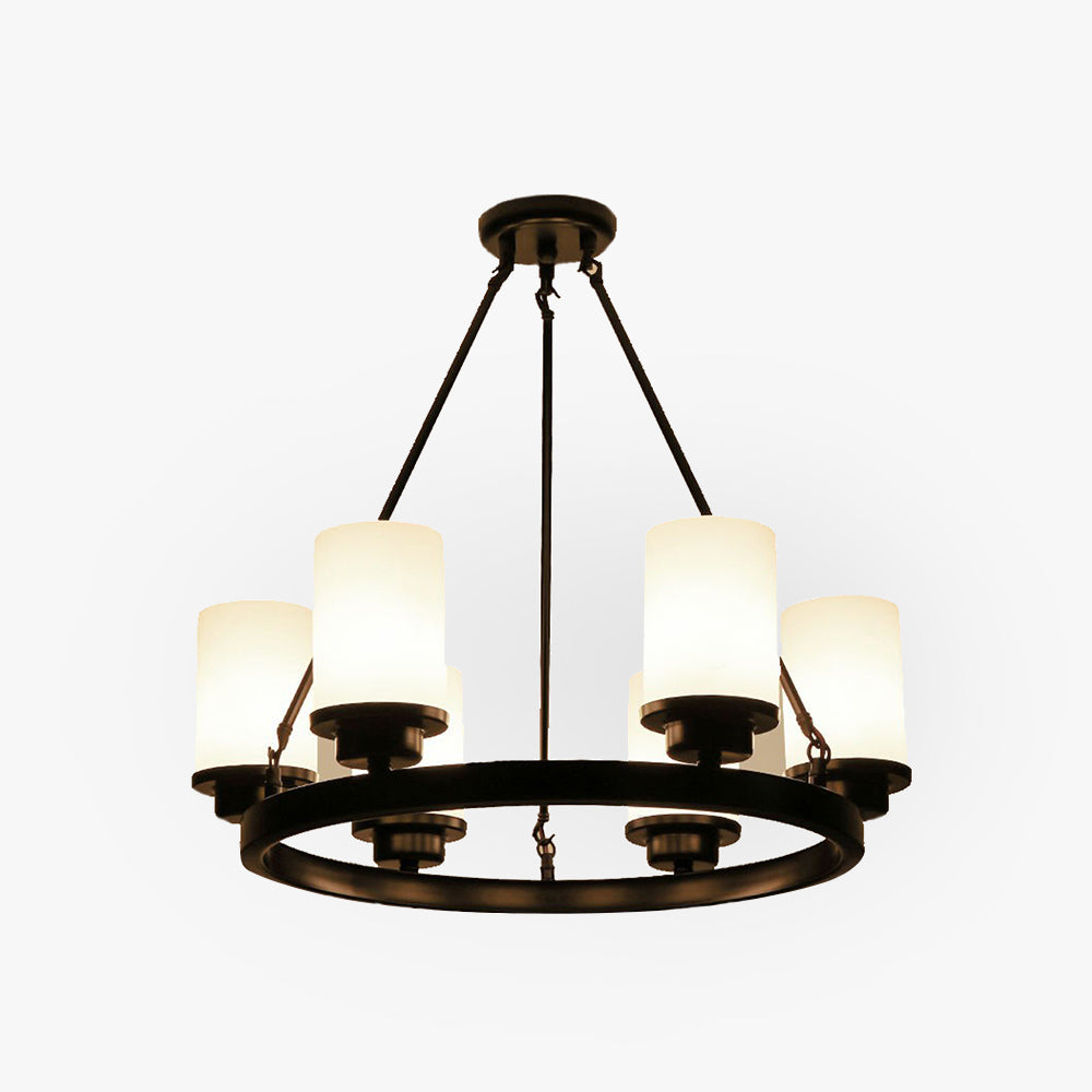 Valerio Retro Kroonluchter Van Zwart Metaal/Glas Voor De Woonkamer