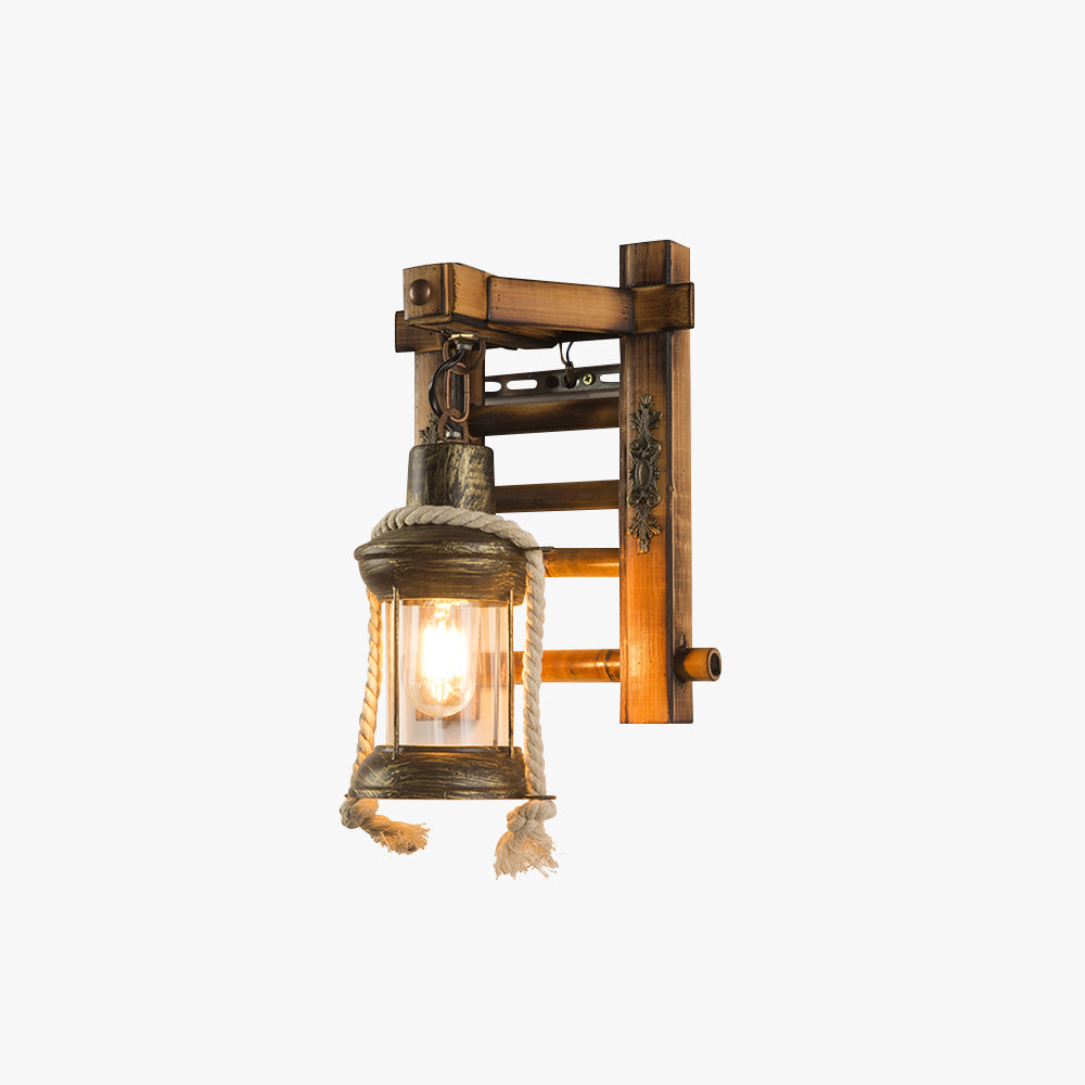 Brio Marcello Elio Orsini Alonza Carina Renzo Brio Vintage Lantaarnvorm Houten Metalen Wandlamp, Woonkamer
