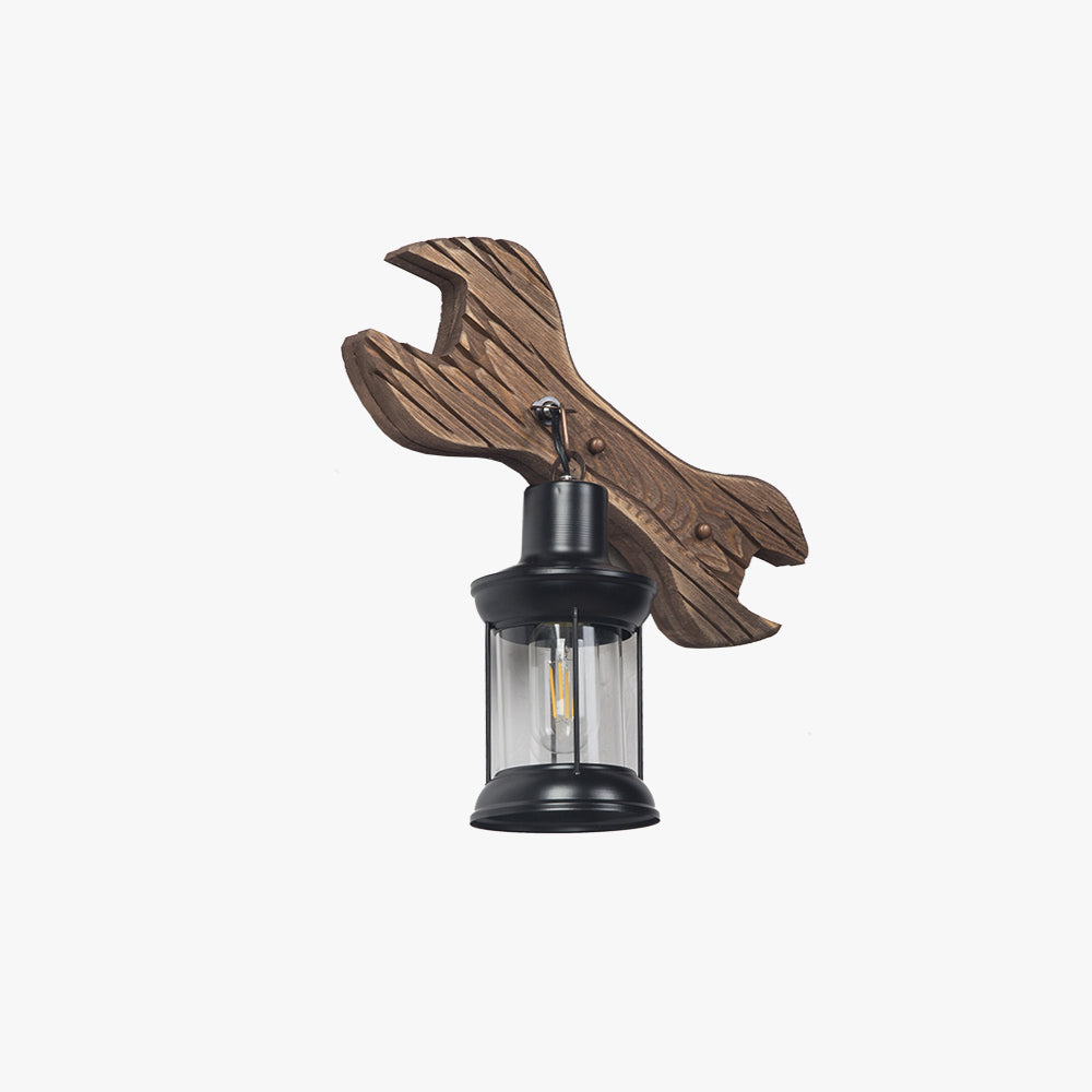 Brio Lantern & Spanners Wall Lamp, Wood/Metal, Bedroom