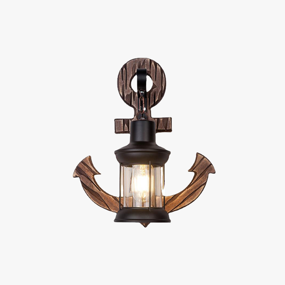 Valerio Wall Lamp Vintage Anchor Black Wooden, Living Room