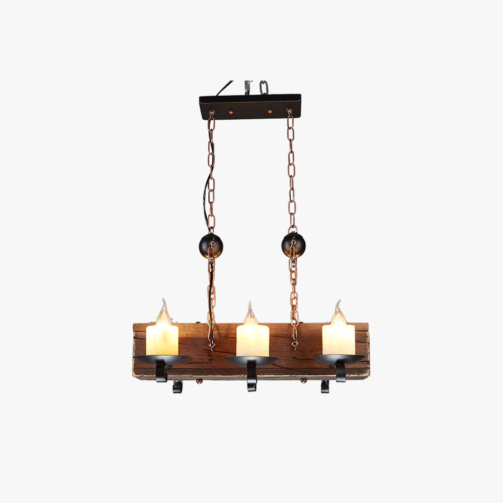 Brio Retro Rectangular Metal/Wood Pendant Light, Walnut