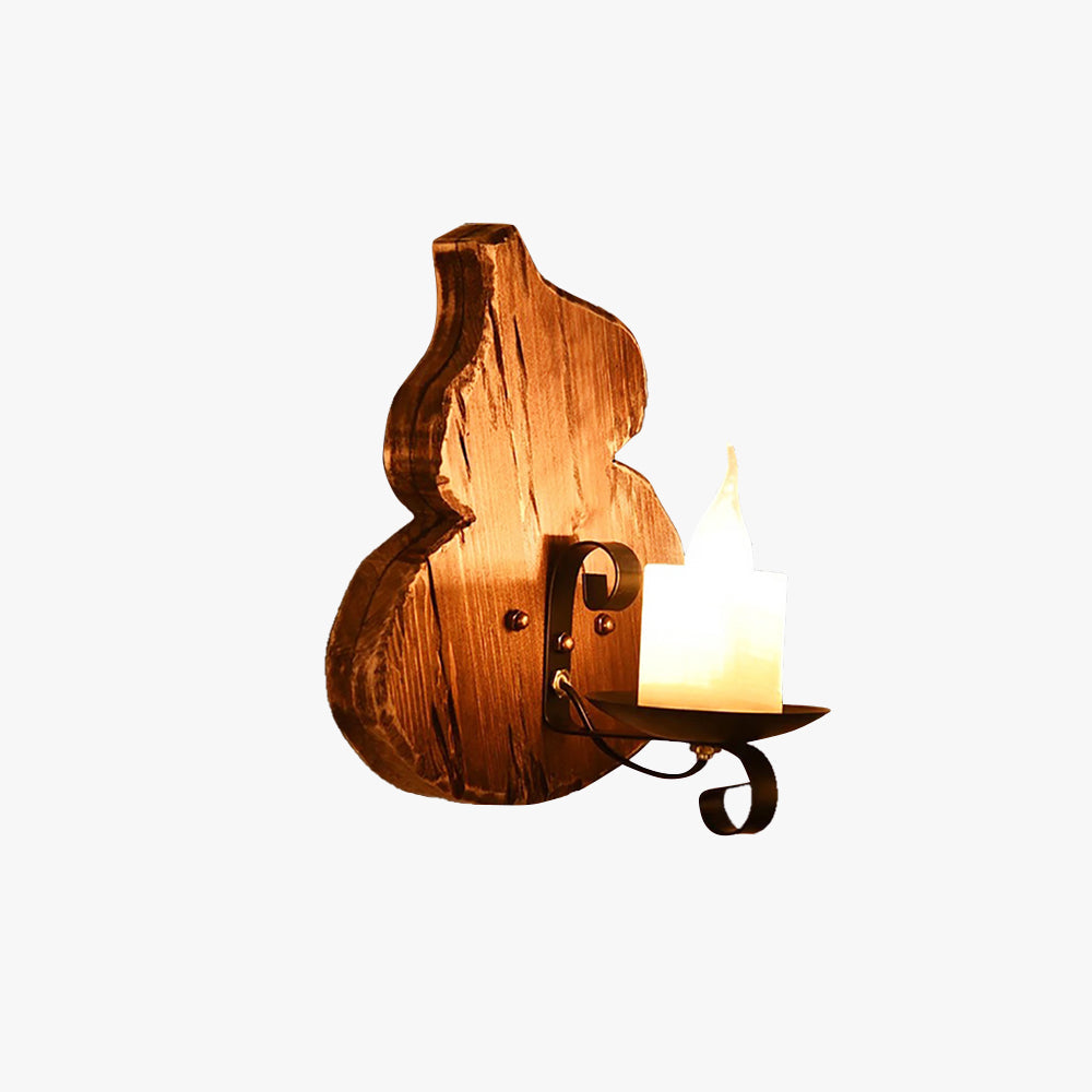 Brio Design Cucurbits/Kaars Vintage Wandlamp, Hout/Metaal, Woonk/Eetkamer