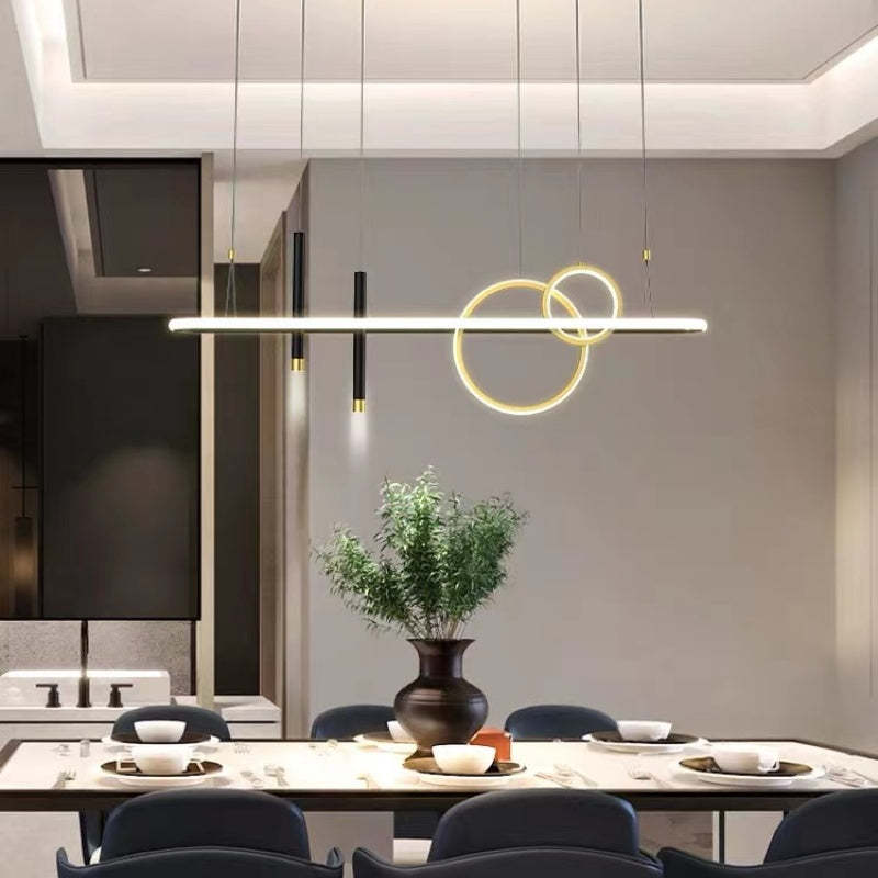 Madina Ronde LED Hanglampen Zwart Goud Metaal Silica Gel Eetkamer