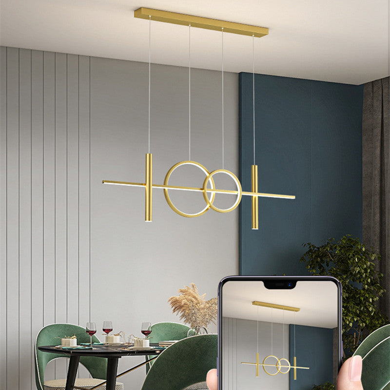 Madina Lineaire LED Hanglampen Zwart Goud Metaal Silicagel Eetkamer