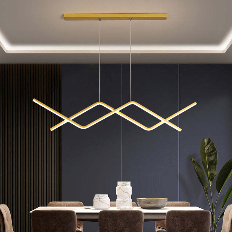 Louise Moderne Dubbel Curve Hanglampen Zwart Goud Metaal Eetkamer