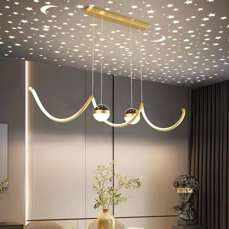 Madina Design Golvende Vorm LED Hanglampen Zwart/Wit/Goud Metaal/Acryl Kantoor