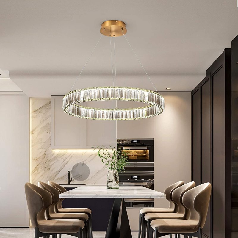 Marilyn Moderne Ronde LED Hanglamp Metaal/Kristal Goud Slaapkamer/Woonkamer/Eetkamer