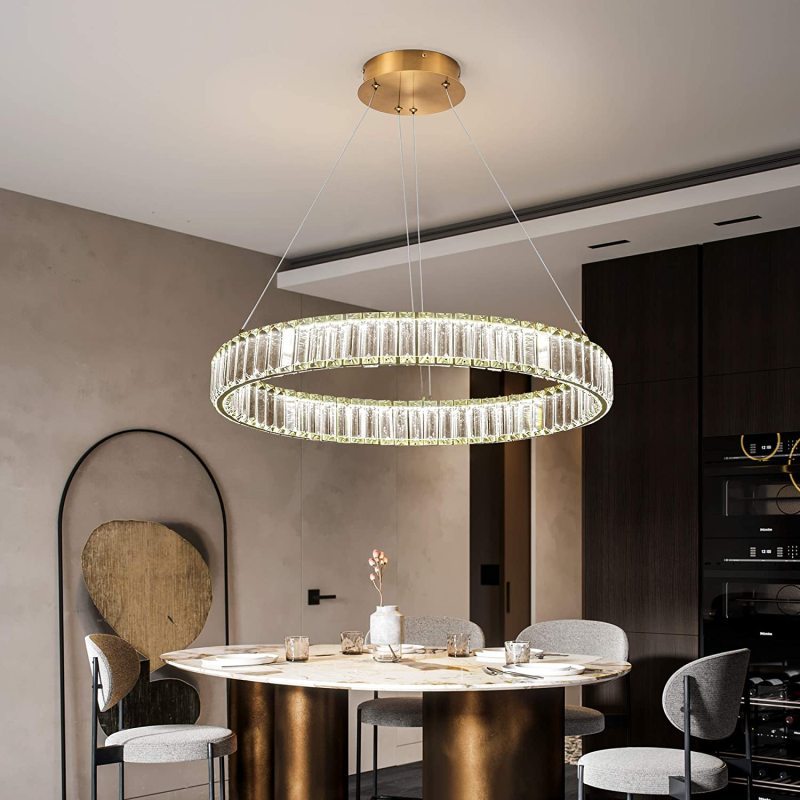 Marilyn Moderne Ronde LED Hanglamp Metaal/Kristal Goud Slaapkamer/Woonkamer/Eetkamer