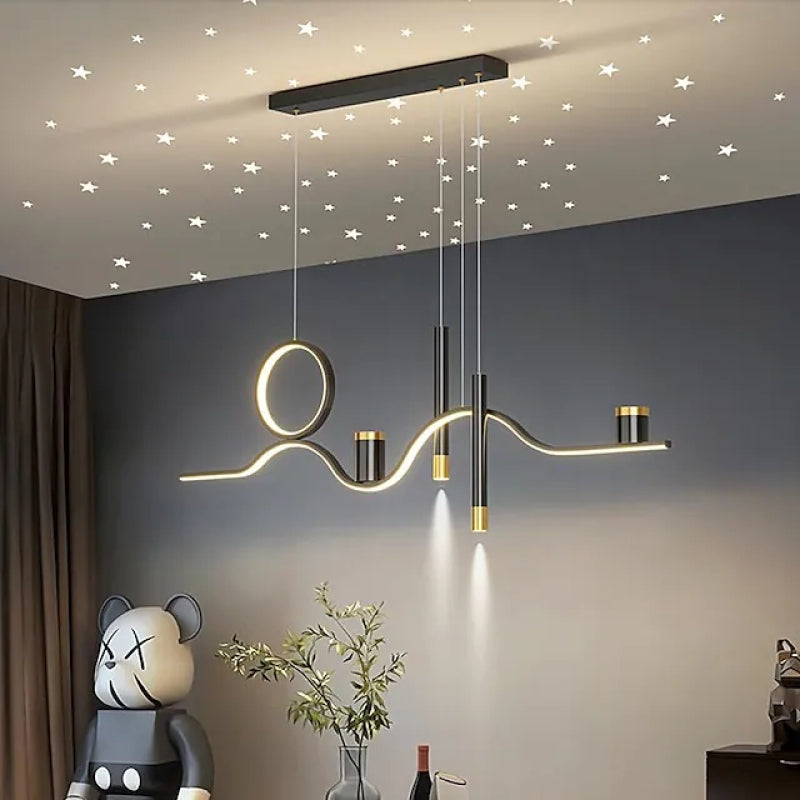 Madina Bijzondere LED Hanglampen Zwart Metaal Eetkamer Woonkamer