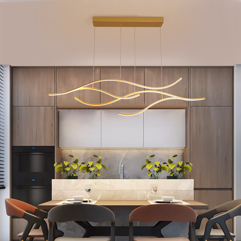 Louise Modern Golflijn LED Hanglamp Metaal Zwart/Goud Restaurant/Kantoor