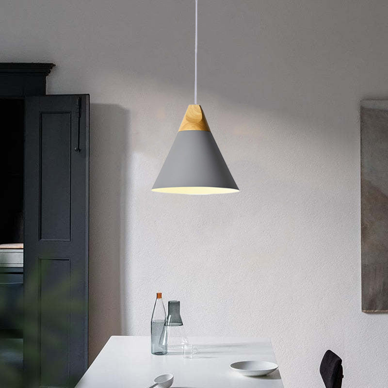 Morandi Moderne LED Hanglampen Geel Grijs Groen Metaal Hout Woonkamer