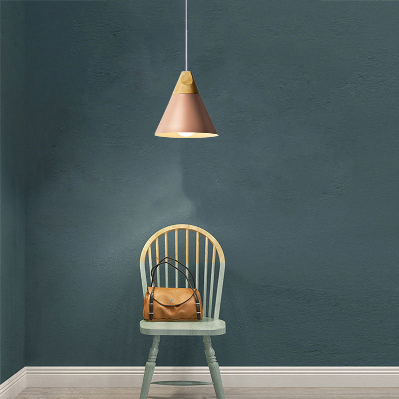 Morandi Moderne LED Hanglampen Geel Grijs Groen Metaal Hout Woonkamer