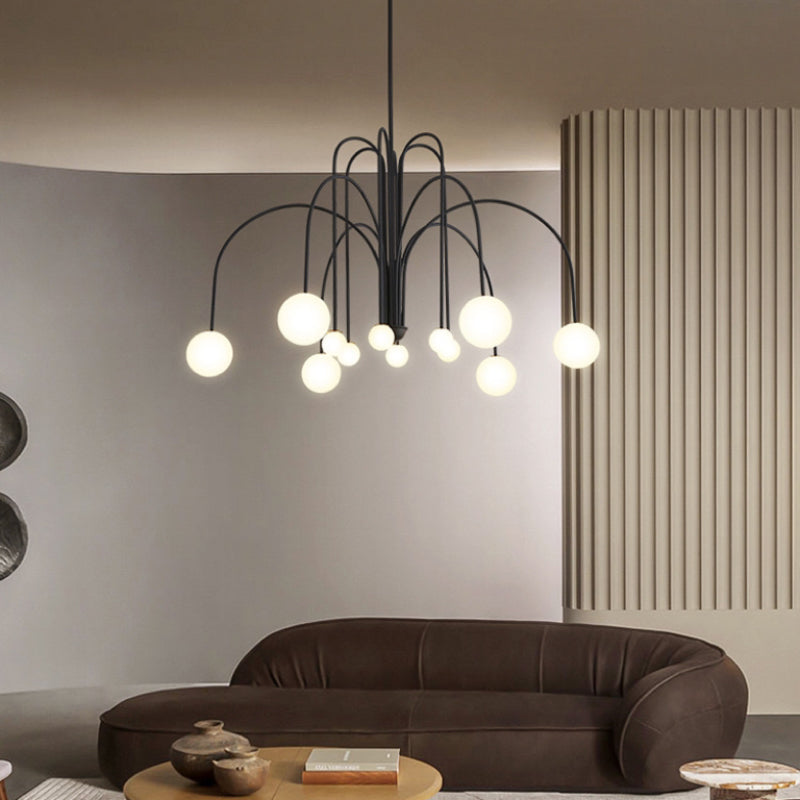 Elio Moderne Met Dubbele Laag Glas Wit/Zwarte Hanglamp, Woonk/Eetk/ Slaapkamer