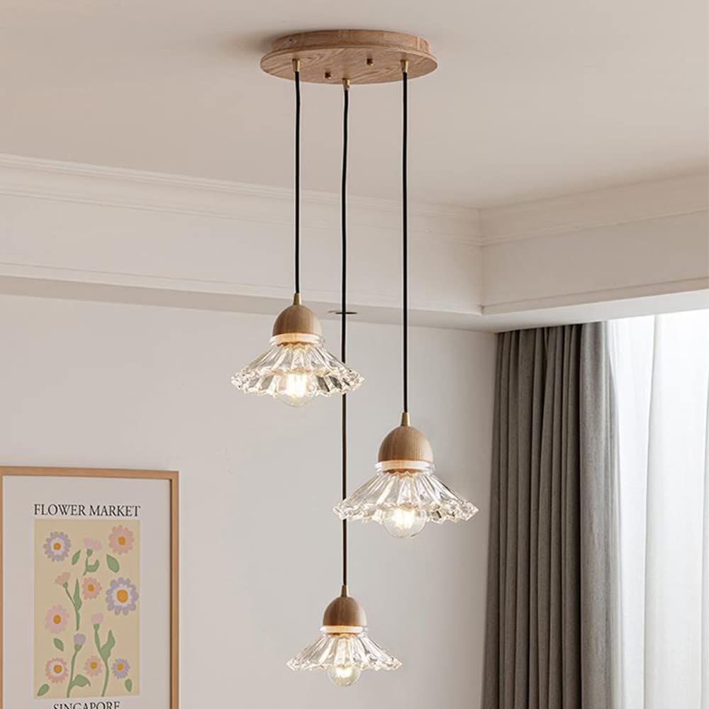 Hailie Retro Hout Hanglampen Glas Woonkamer Slaapkamer Eetkamer