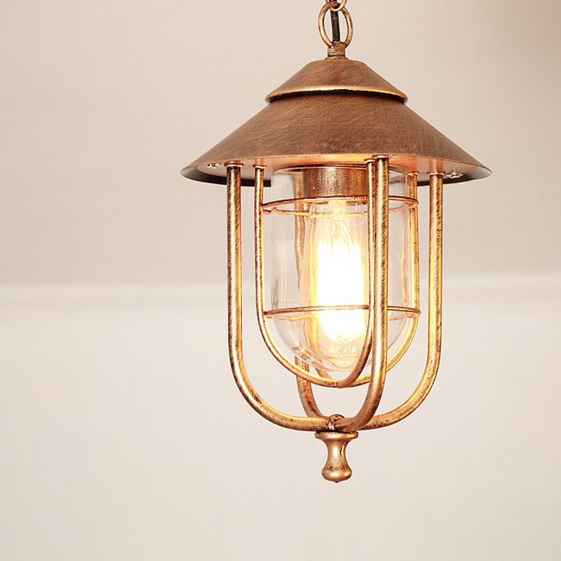 Valerio Retro Lantern Metal Pendant Light, Black/Bronze