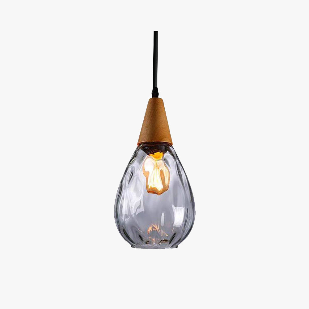 Elio Vintage Teardrop Hanglamp, Bar/Kitcheneiland, Glas/Hout