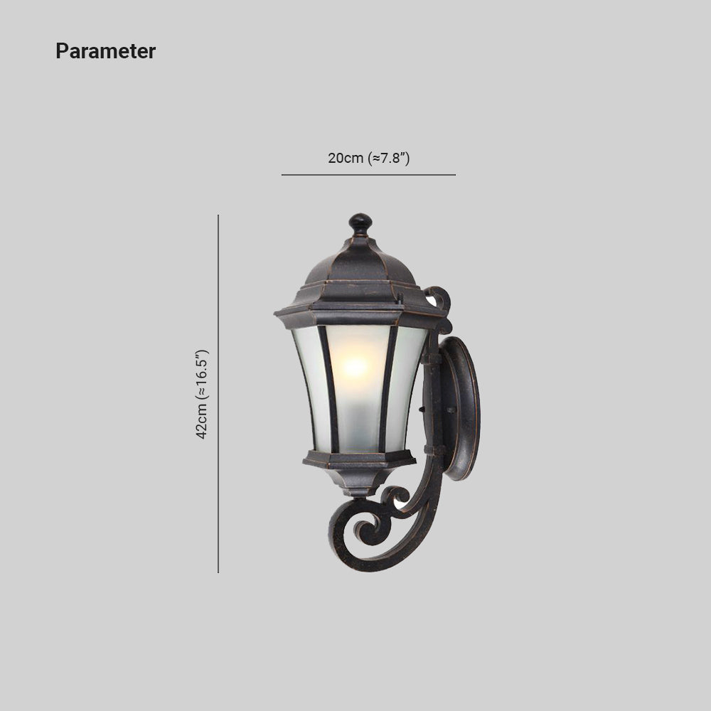 Valerio Vintage Lantern Metal/Glass Outdoor Wall Lamp, Black