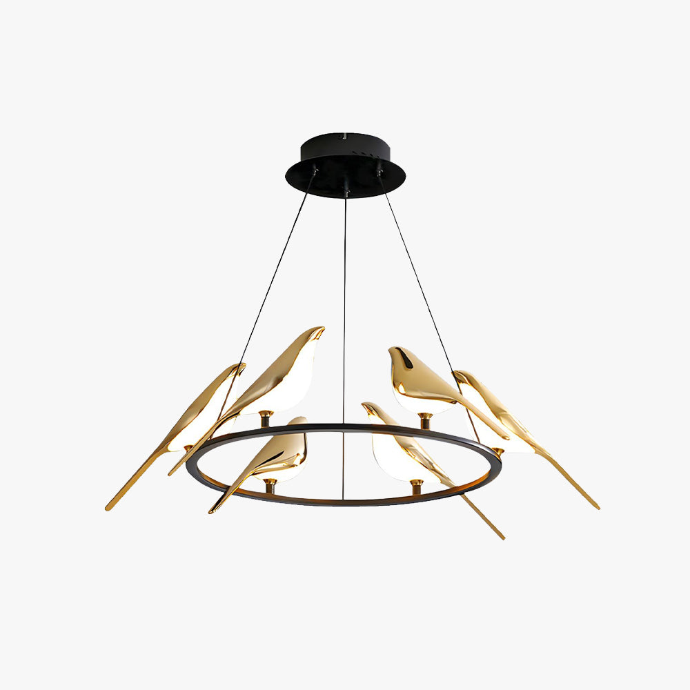 Sirena Art Deco Modern Bird Pendant Light, 3/6/9 Heads, Gold
