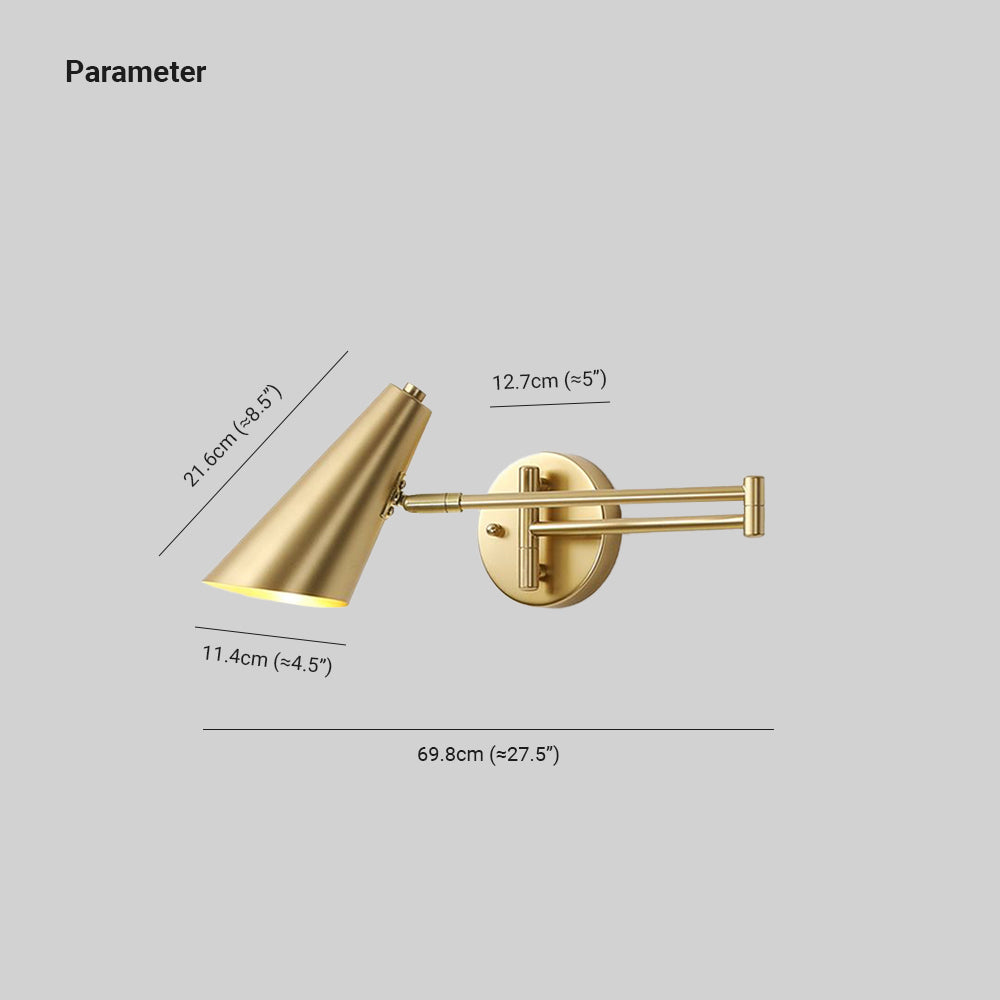 Freja Moderne Wandlamp Kegel Metaal Verstelbaar Zwart/Goud Slaapkamer/Woonkamer