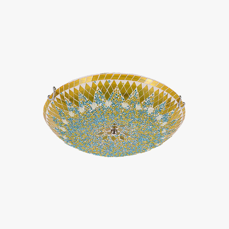Eryn Moderne Ronde Plafondlamp Blauw Metaal/Glas Slaapkamer/Woonkamer