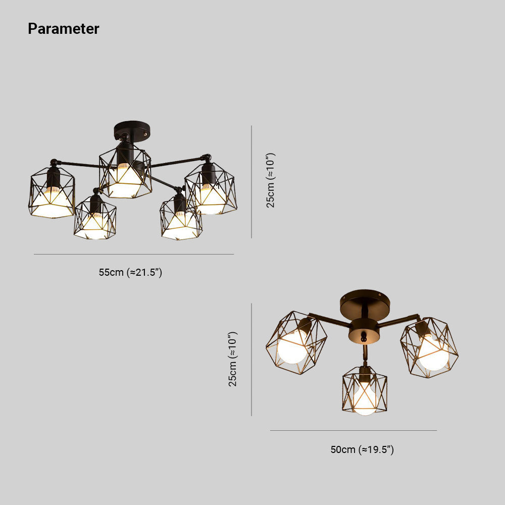 Herbert Design LED Plafondlamp Zwart Metaal Slaapkamer Woonkamer