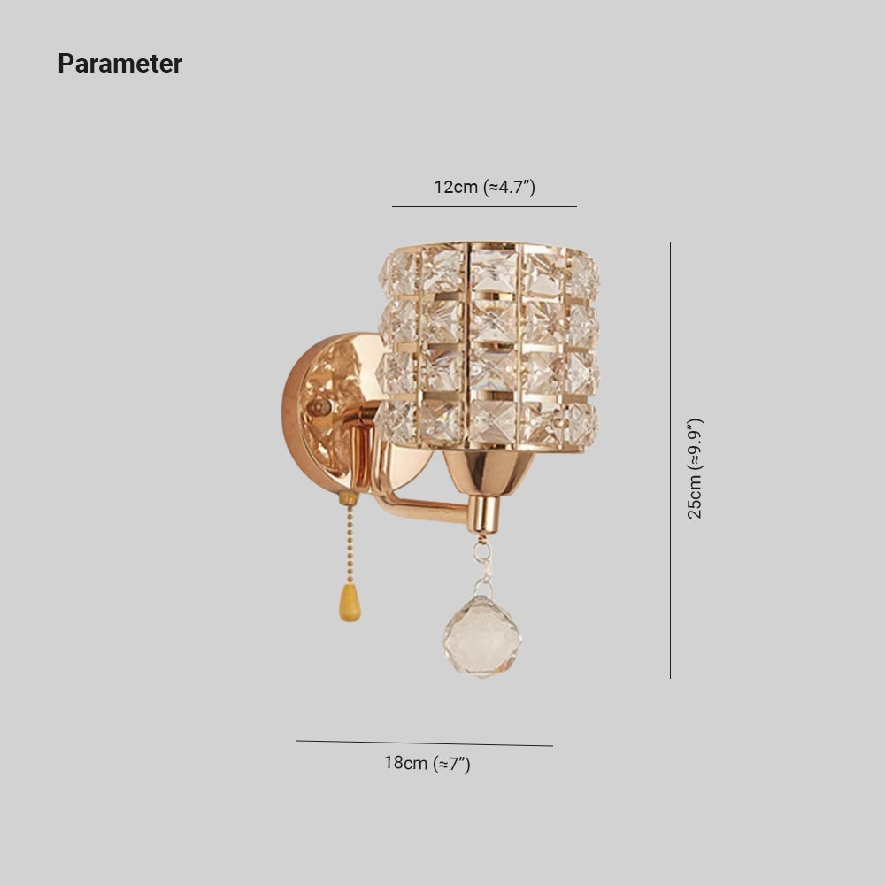 Kristy Moderne Cilinder LED Wandlamp Metaal/Crystal Goud/Chroom Slaap/Woon/Badkamer