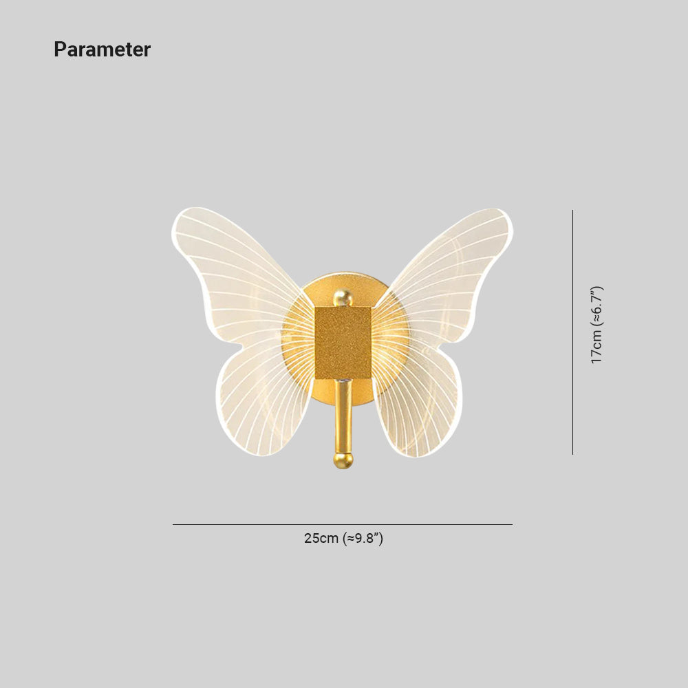 Kady Design Vlinder LED Wandlamp Metaal/Acryl Goud Slaap/Woon/Badkamer