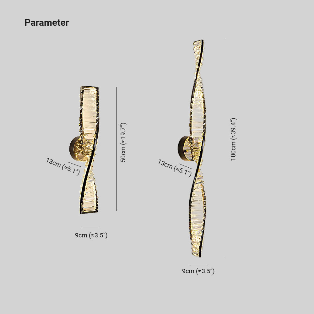 Kristy Design LED Wandlamp Metaal/Crystal Zwart/Goud Slaap/Woon/Badkamer
