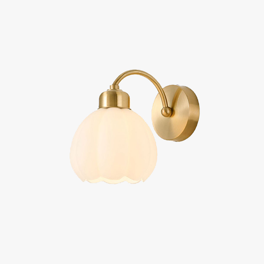 Lily Metalen Design Wandlamp Glas Kap Goud/Ivoor Slaapkamer/Eetkamer/Woonkamer