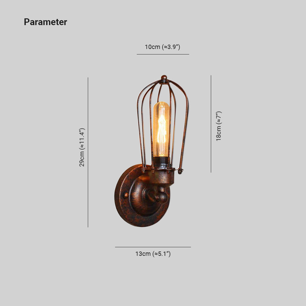 Valerio Vintage Iron Wall Lamp, Black/Rust/Bronze/Gold/Silver