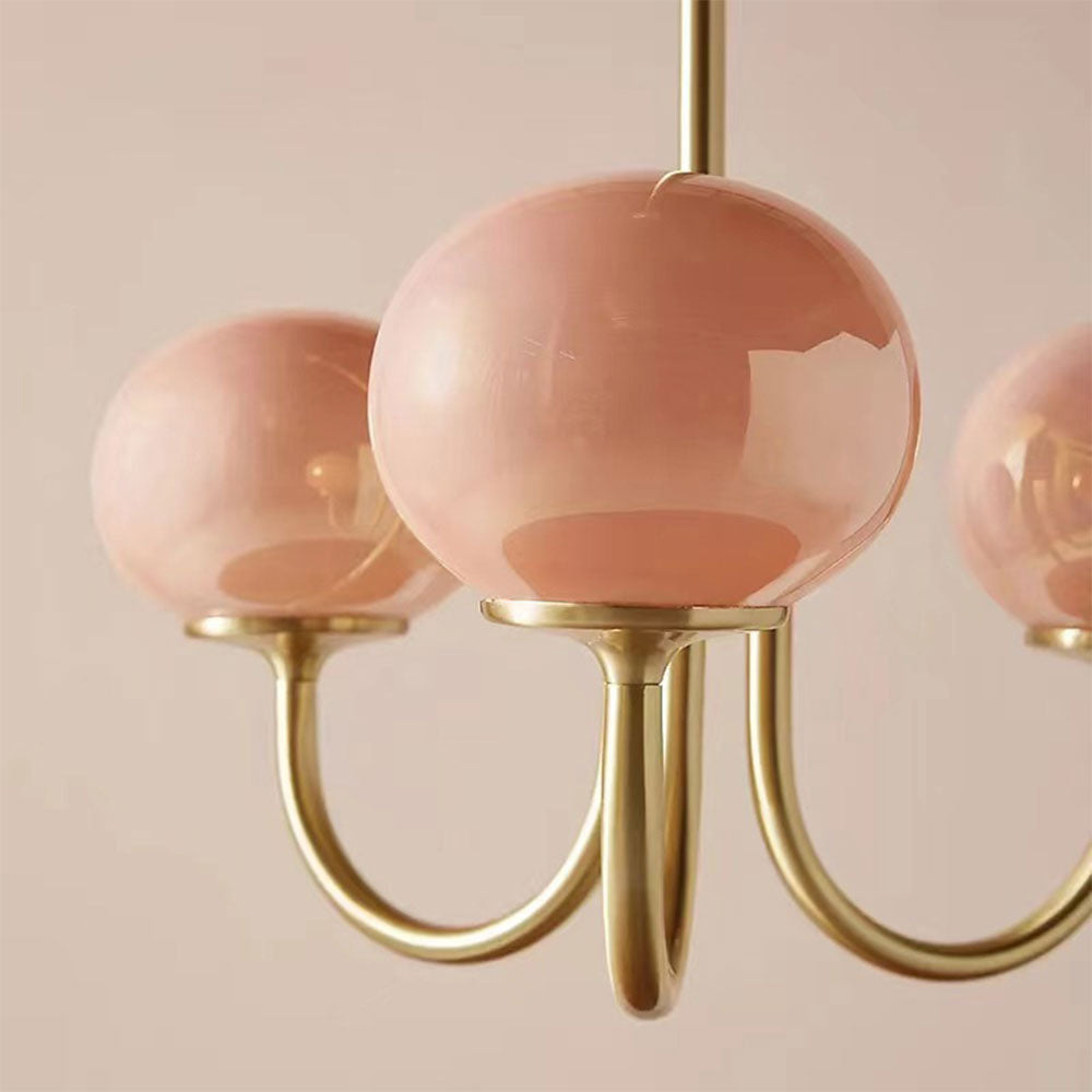 Hailie Retro Design Art Deco Globe Kroonluchter Wit/Roze/Beige Slaapkamer/Studeerkamer