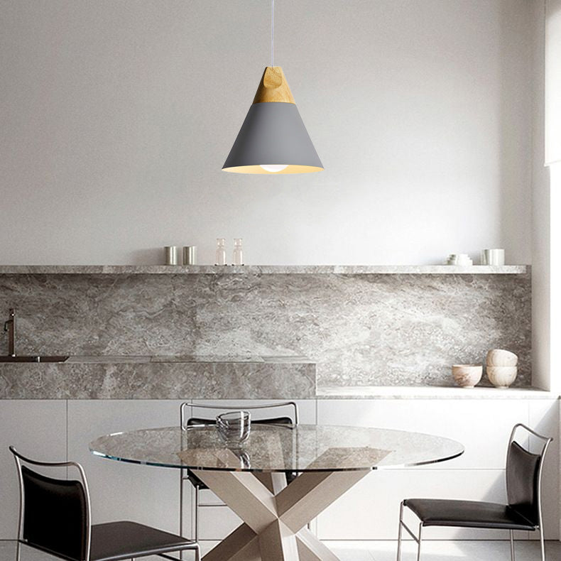 Morandi Moderne LED Hanglampen Geel Grijs Groen Metaal Hout Woonkamer
