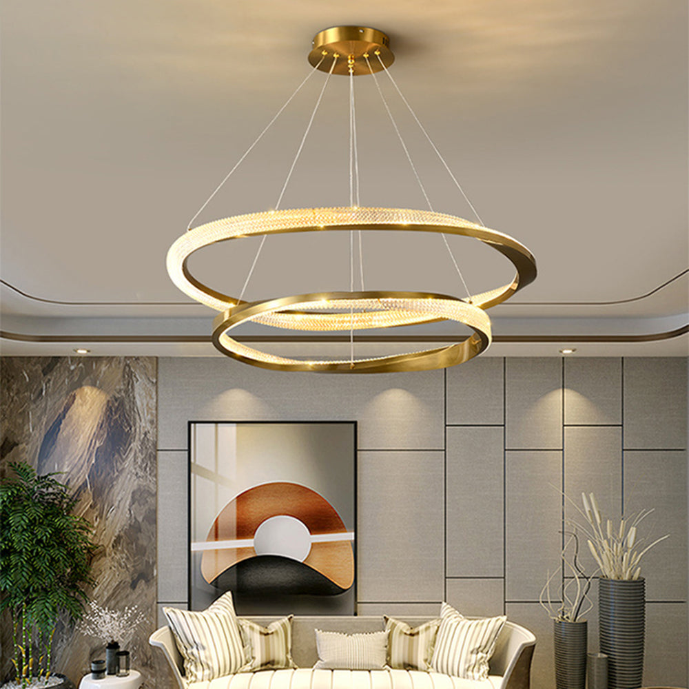 Alonza Minimalist Ring Spiral Shape Metal Pendant Light,Gold