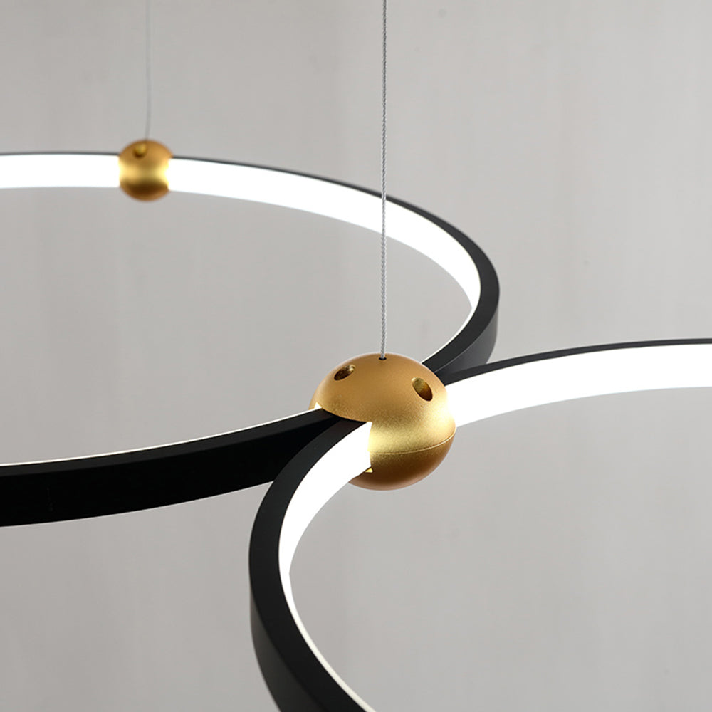 Alonza Minimalist Ring Metal Pendant Light, Black