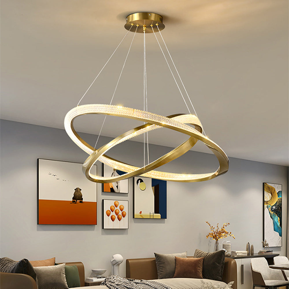 Alonza Minimalist Ring Spiral Shape Metal Pendant Light,Gold