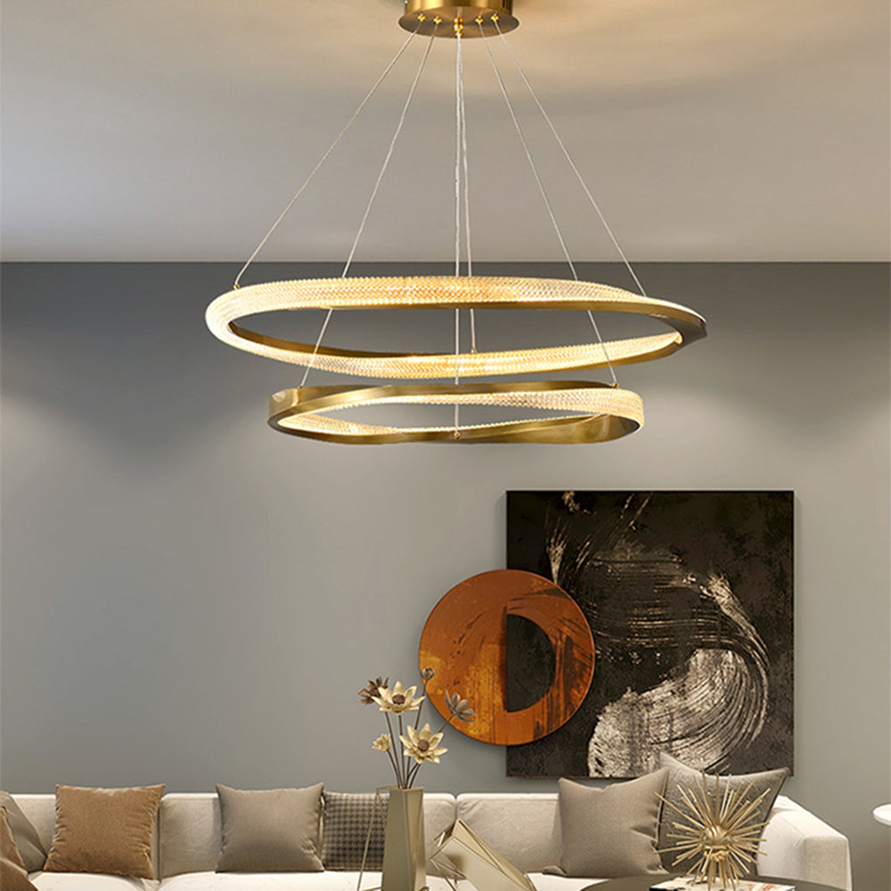 Alonza Minimalist Ring Spiral Shape Metal Pendant Light,Gold