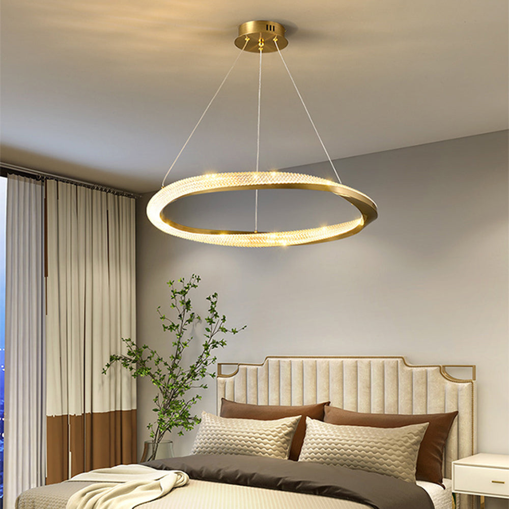 Alonza Minimalist Ring Spiral Shape Metal Pendant Light,Gold