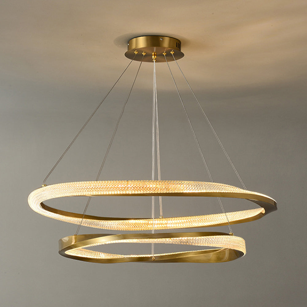Alonza Minimalist Ring Spiral Shape Metal Pendant Light,Gold