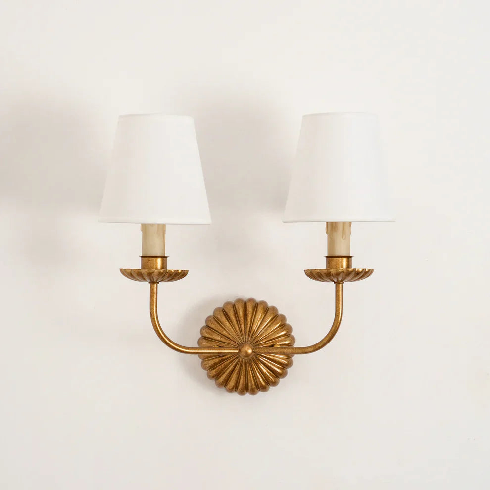Valerio Vintage Antiek Metaal Stof Wandlamp Lampenkap Hal Woonkamer Slaapkamer