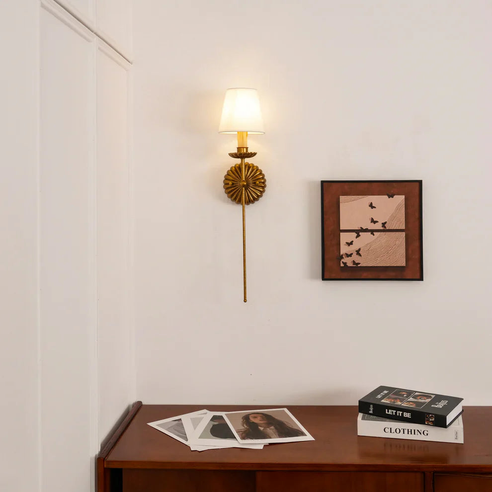 Valerio Vintage Antiek Metaal Stof Wandlamp Lampenkap Hal Woonkamer Slaapkamer