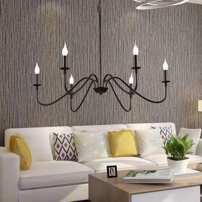 Valerio Vintage LED Kroonluchter Zwart Goud Metaal Slaapkamer Woonkamer