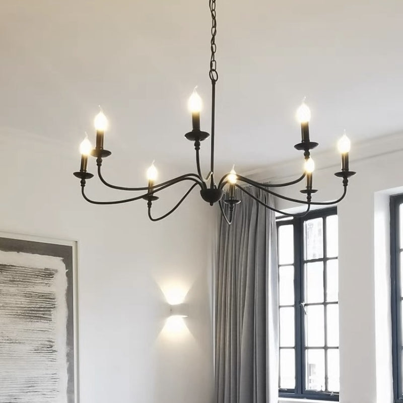 Valerio Vintage LED Kroonluchter Zwart Goud Metaal Slaapkamer Woonkamer