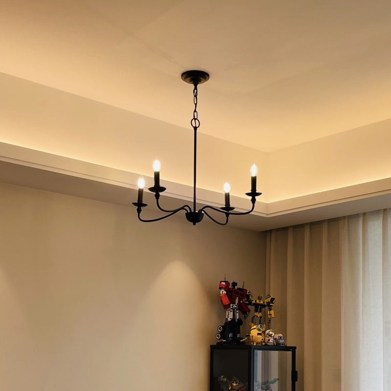 Valerio Vintage LED Kroonluchter Zwart Goud Metaal Slaapkamer Woonkamer