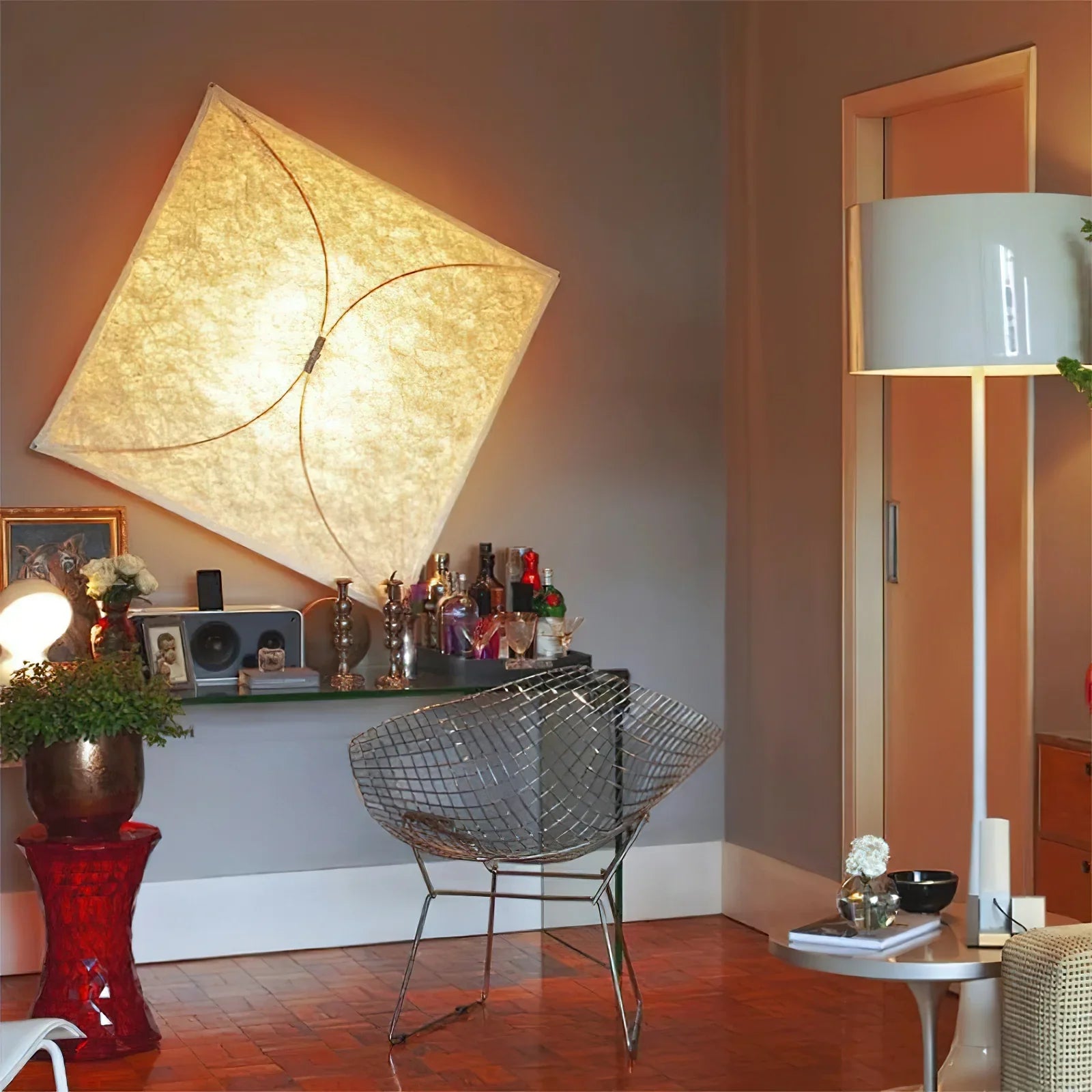 Ozawa Natuurlijk Papier Metaal Wit Wandlamp Eetkamer Slaapkamer