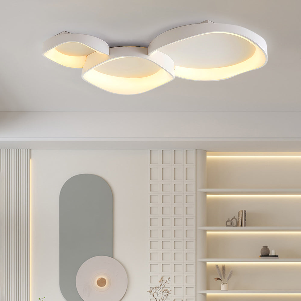 Alonza Modern Wave Flush Mount Ceiling Light, Living Room, White