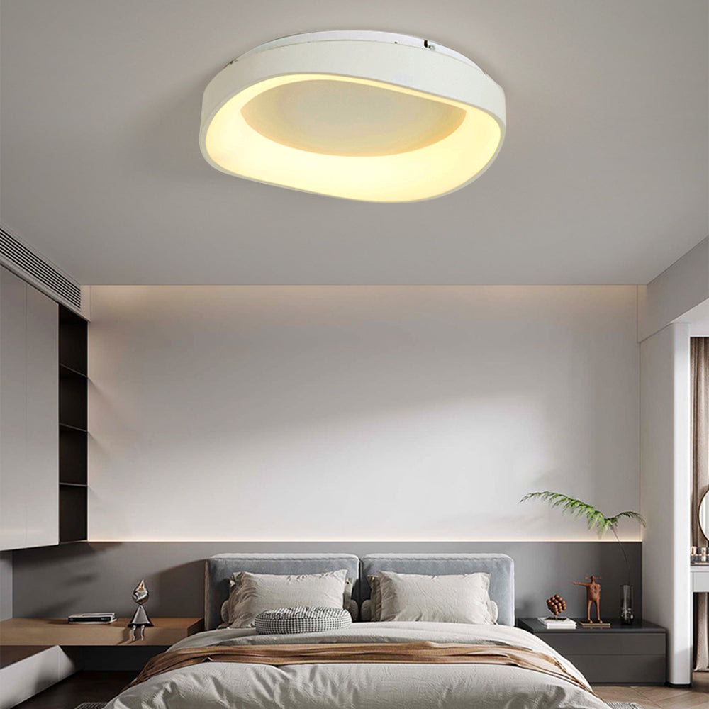 Alonza Modern Wave Flush Mount Ceiling Light, Living Room, White