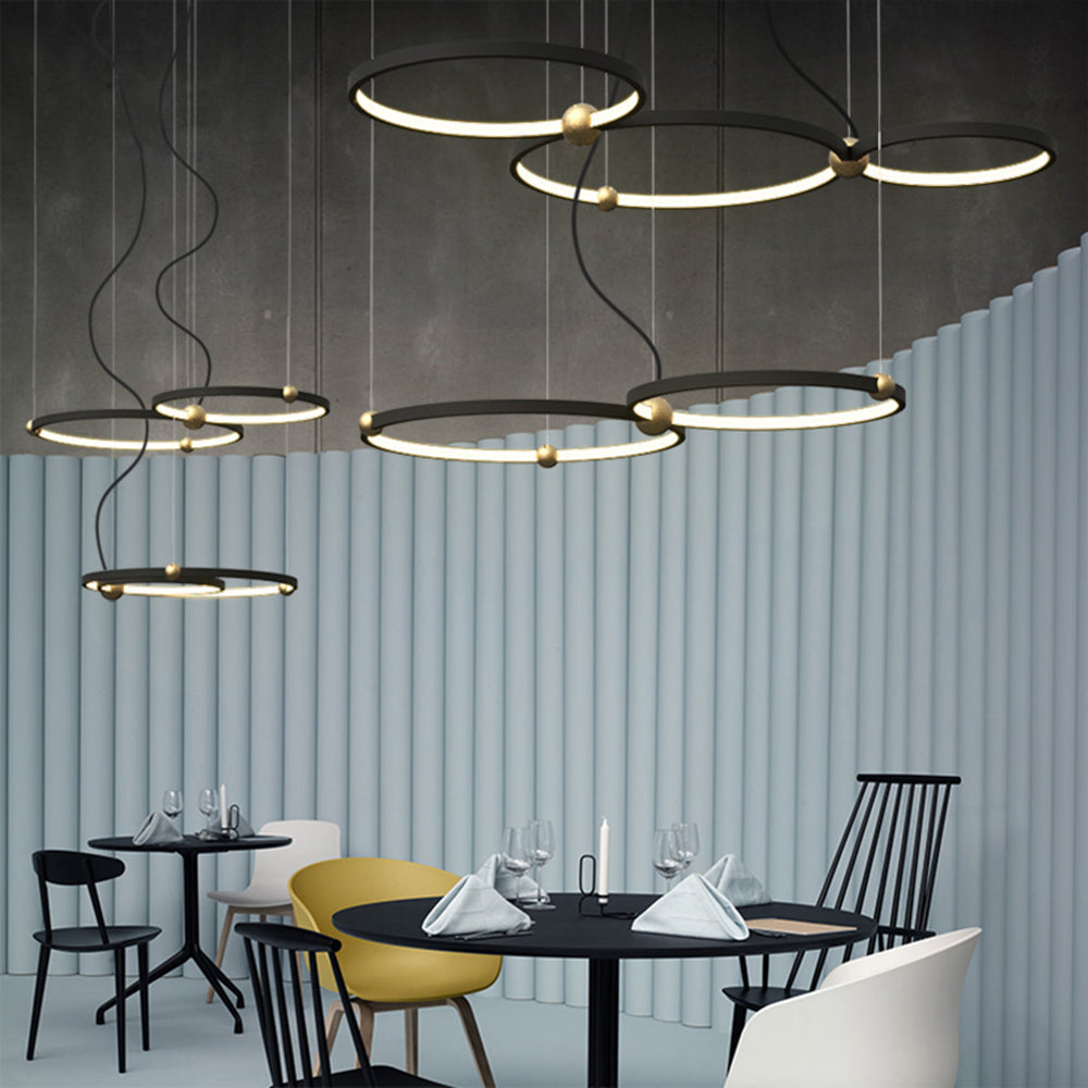 Alonza Minimalist Ring Metal Pendant Light, Black