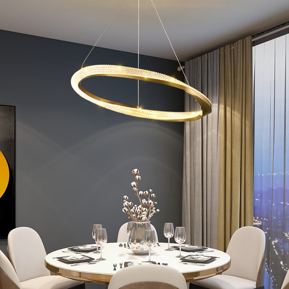 Alonza Minimalist Ring Spiral Shape Metal Pendant Light,Gold